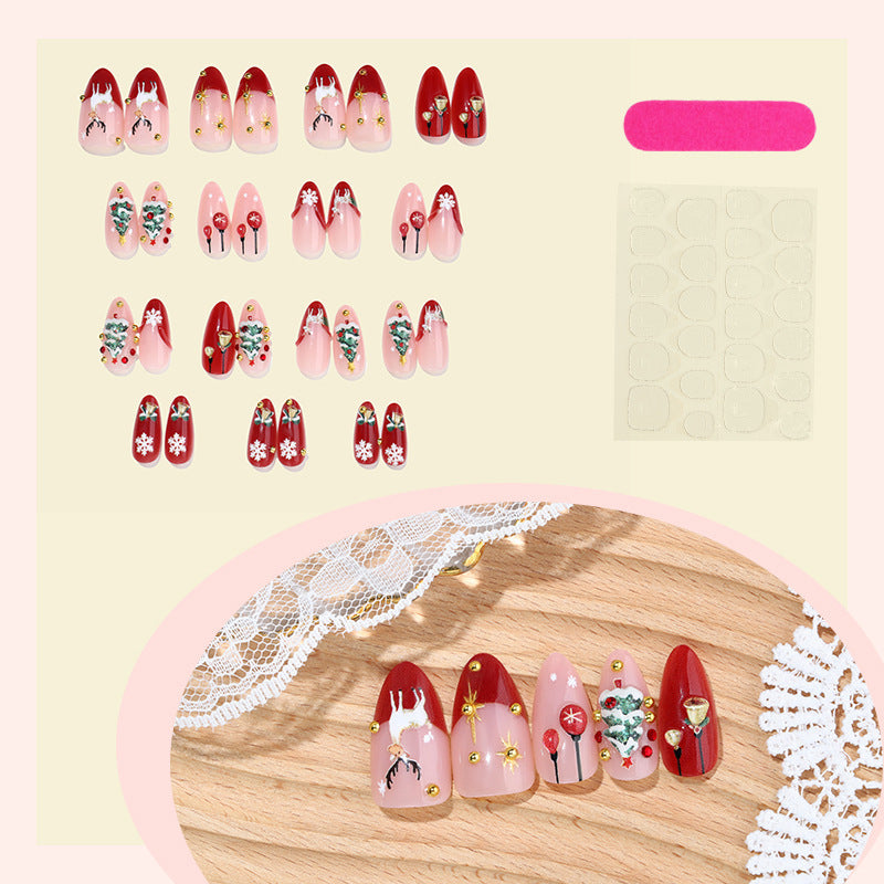 Artificial nail set with festive Christmas motifs and sparkling accents Stornfield