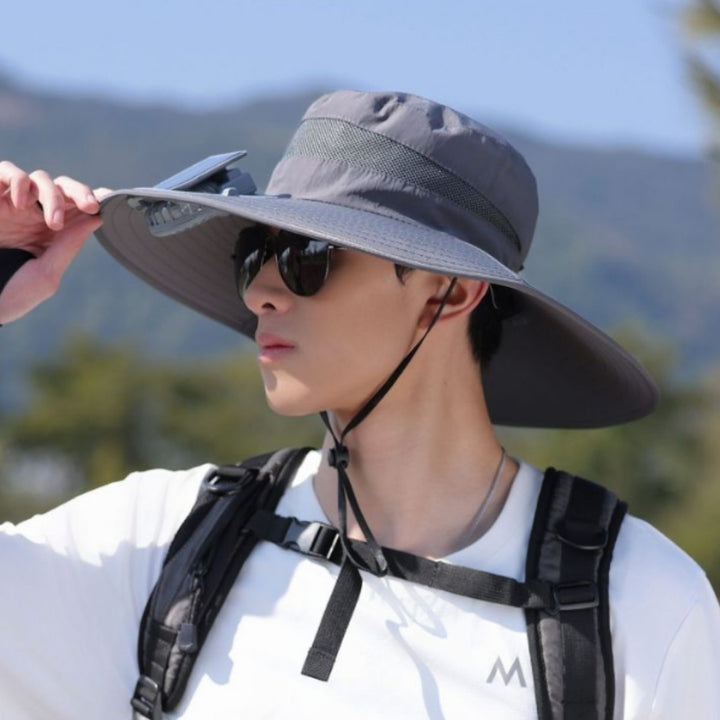 tactical fishing hat with wide brim, mesh ventilation and adjustable chin strap Stornfield