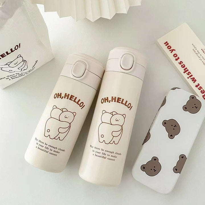 Women Insulated Water Bottle with Cute Bear Design Stornfield