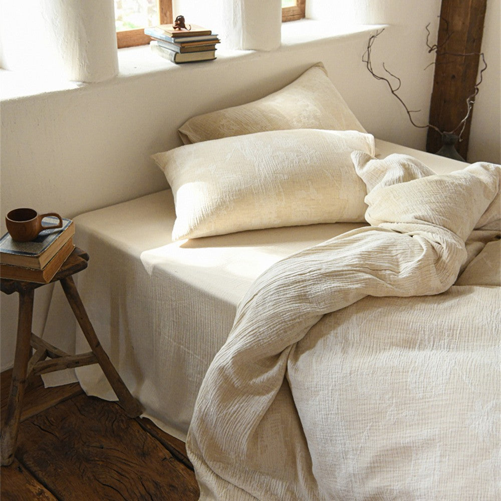 Bedding set made of linen-cotton mix with natural texture and light vintage look