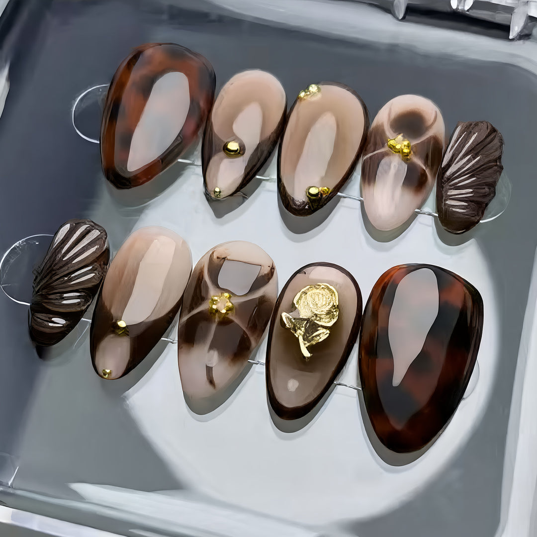 Artistic Tortoiseshell Press-On Nail Art Set Stornfield