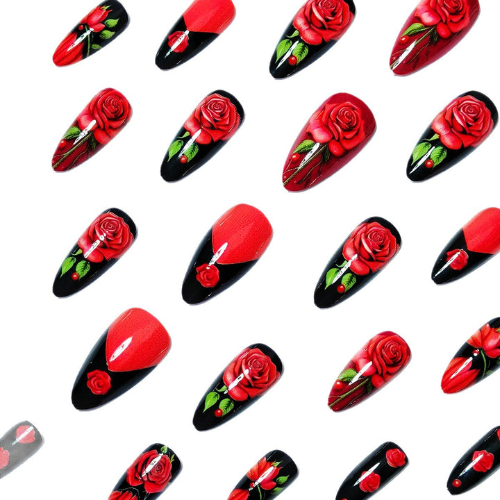 Artifical nails with floral rose designs Stornfield