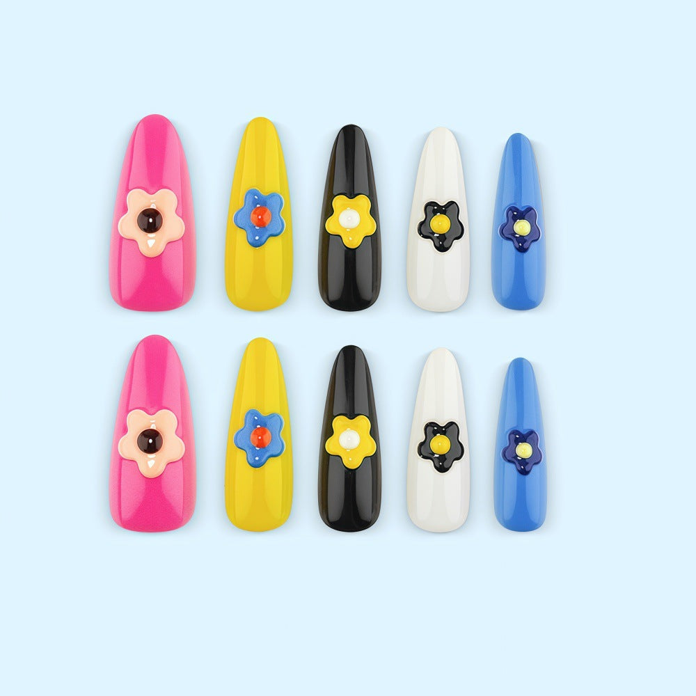 Artificial nail set with colorful flower designs Stornfield