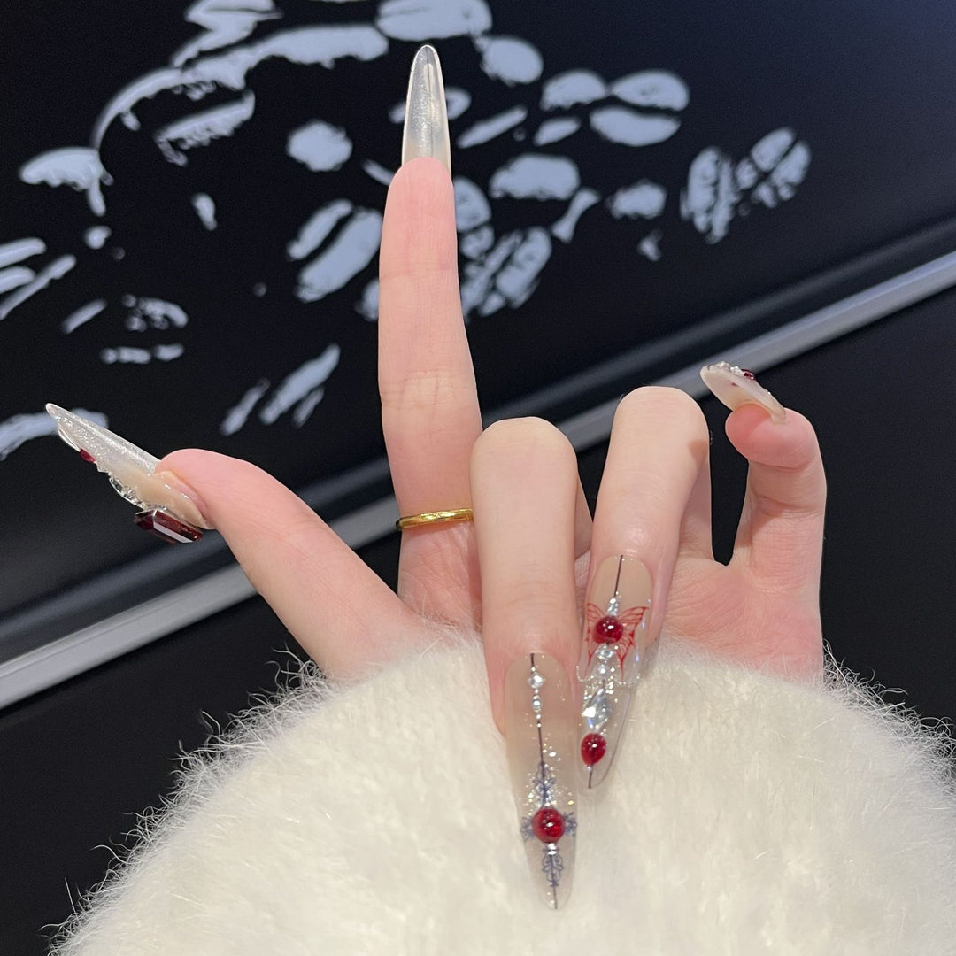 Artistic Floral Embellished Press-On Nail Set Stornfield