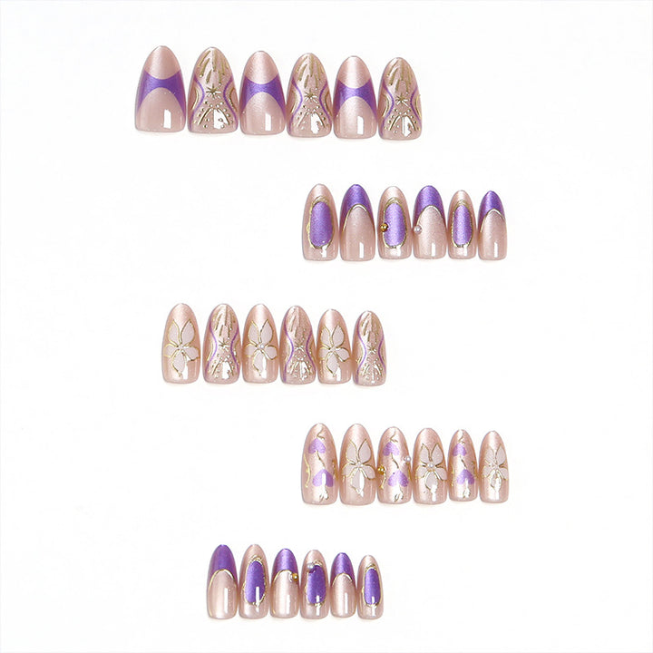 Elegant artificial nails with floral design and color accents Stornfield
