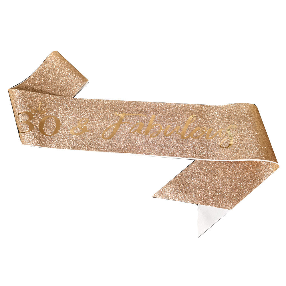 Ladies Glittering Birthday Sash with Festive Print Stornfield