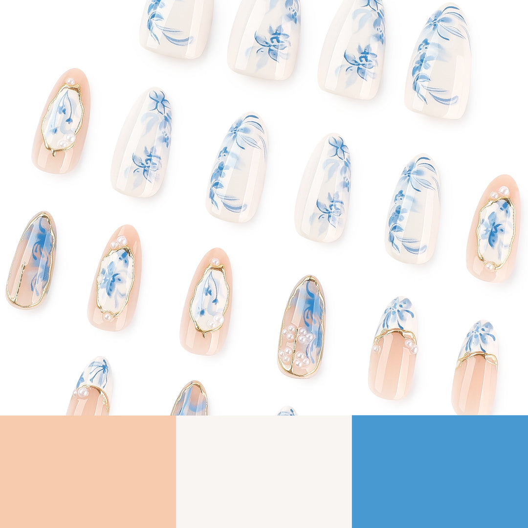 Elegant Artificial Nail Design with Floral Pattern Stornfield