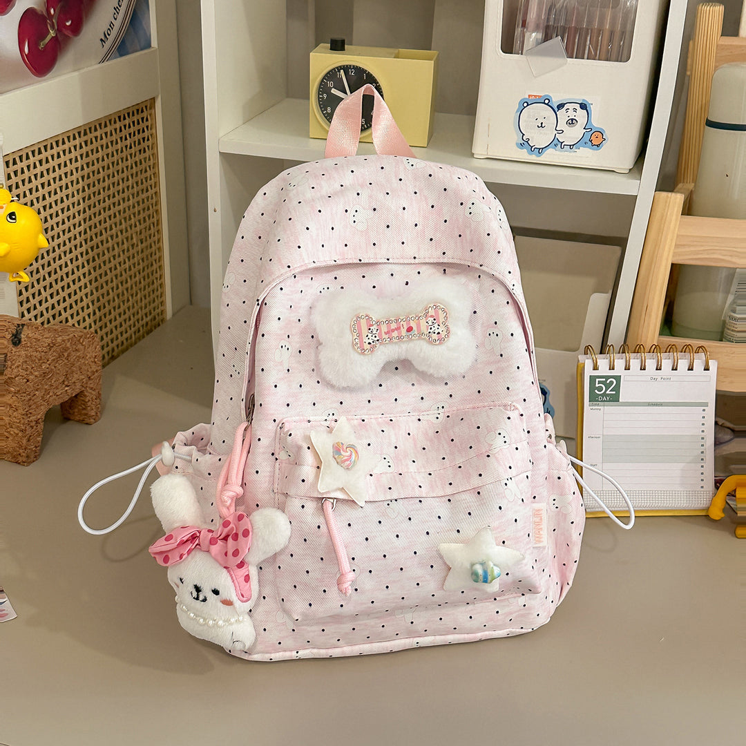 Lightweight Polka Dot Casual Backpack Stornfield