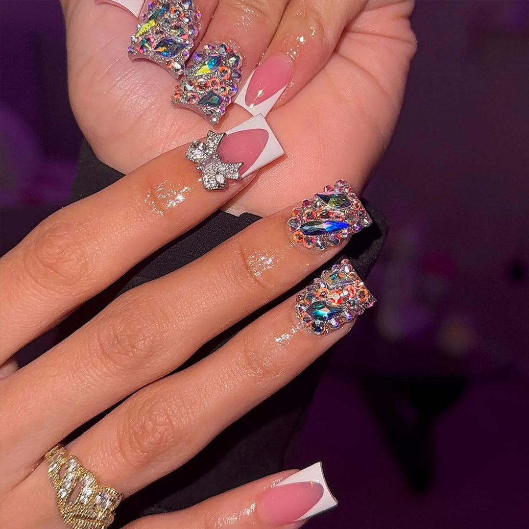 Elegant Gel Nails with Glitter Stone Stornfield