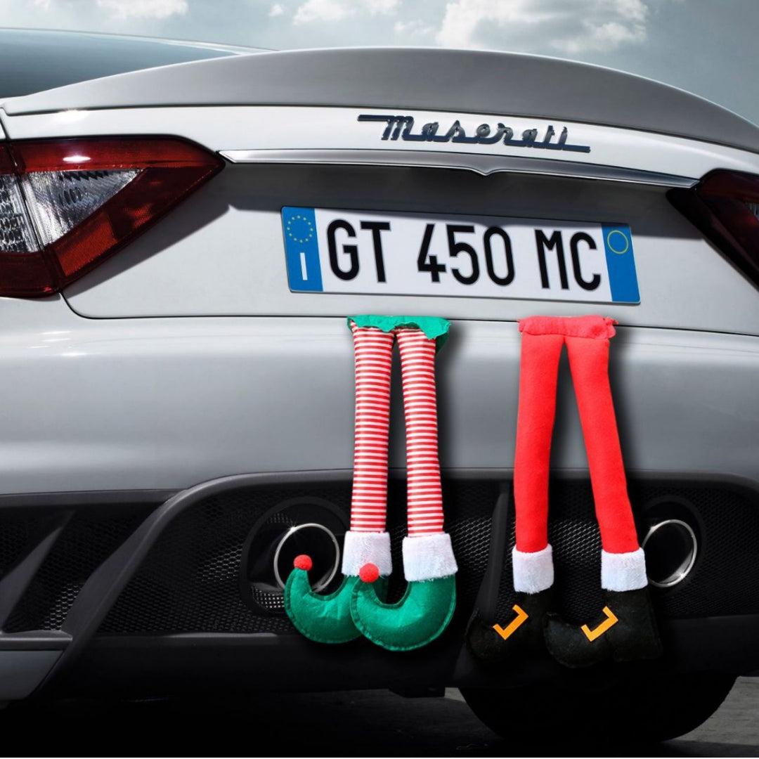 Funny Christmas tree decoration with elf shoes