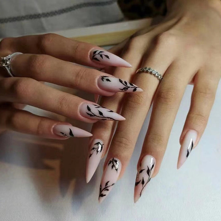 Elegant Artificial Lace Nails with Floral Design Stornfield