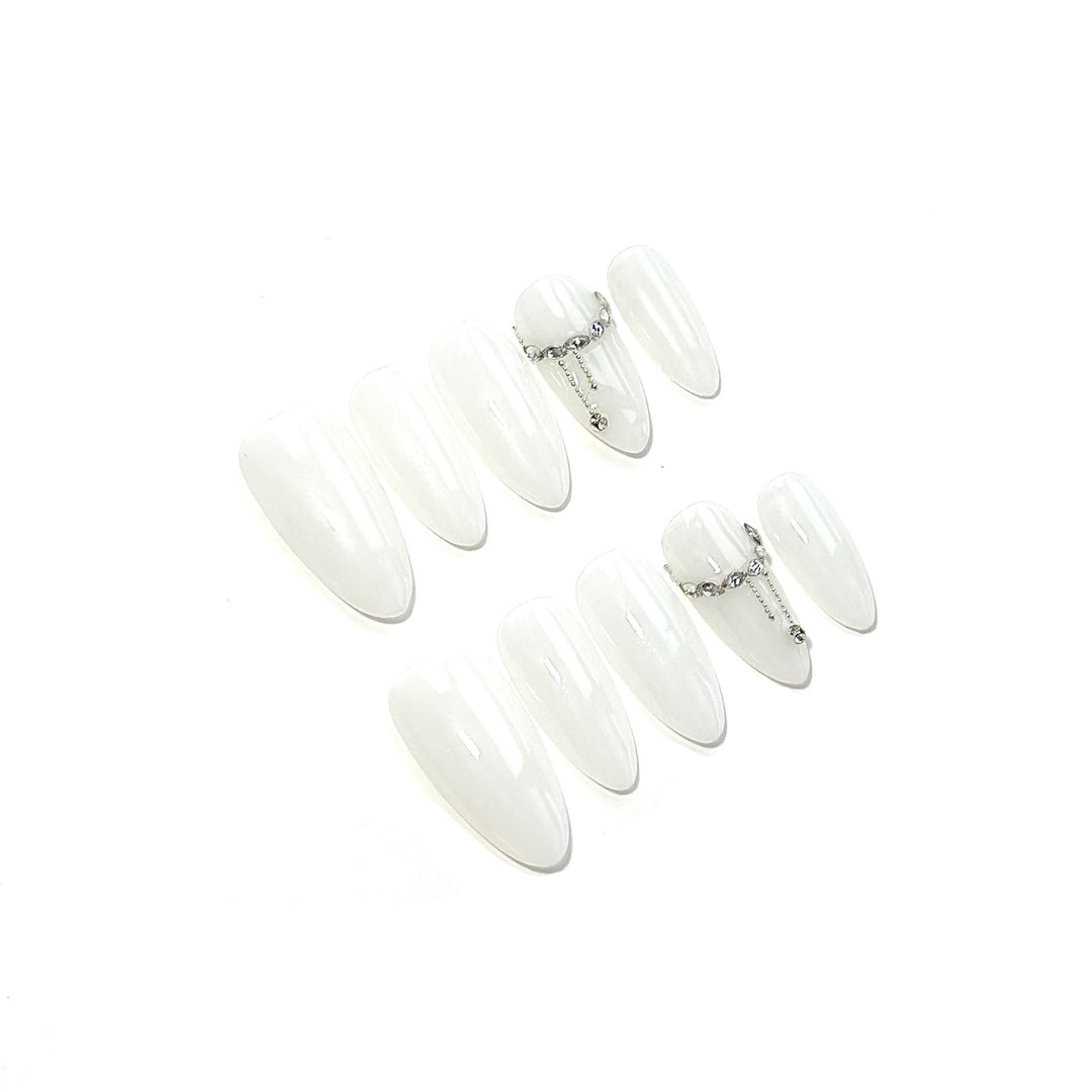 Luxury Stiletto Press-On Nails with Decorative Crystal Accents