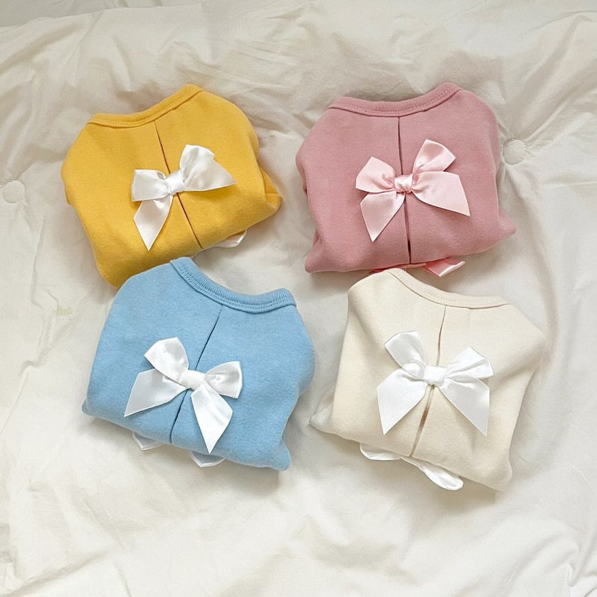 Small Dog Velvet -Back Dress with Satin Ribbon s