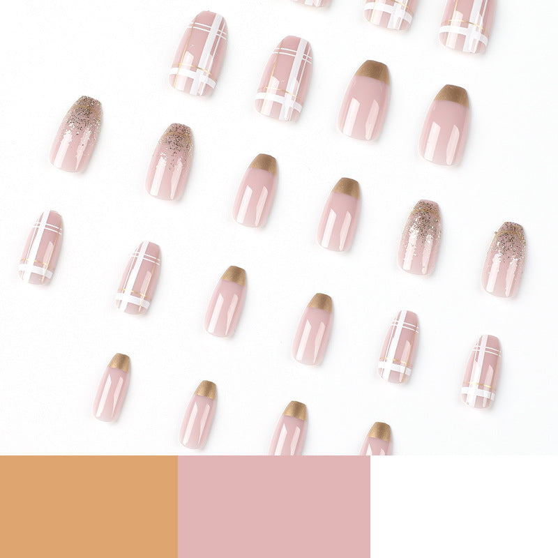 Artistic Nail Extensions with Glitter and Gold Accents Stornfield
