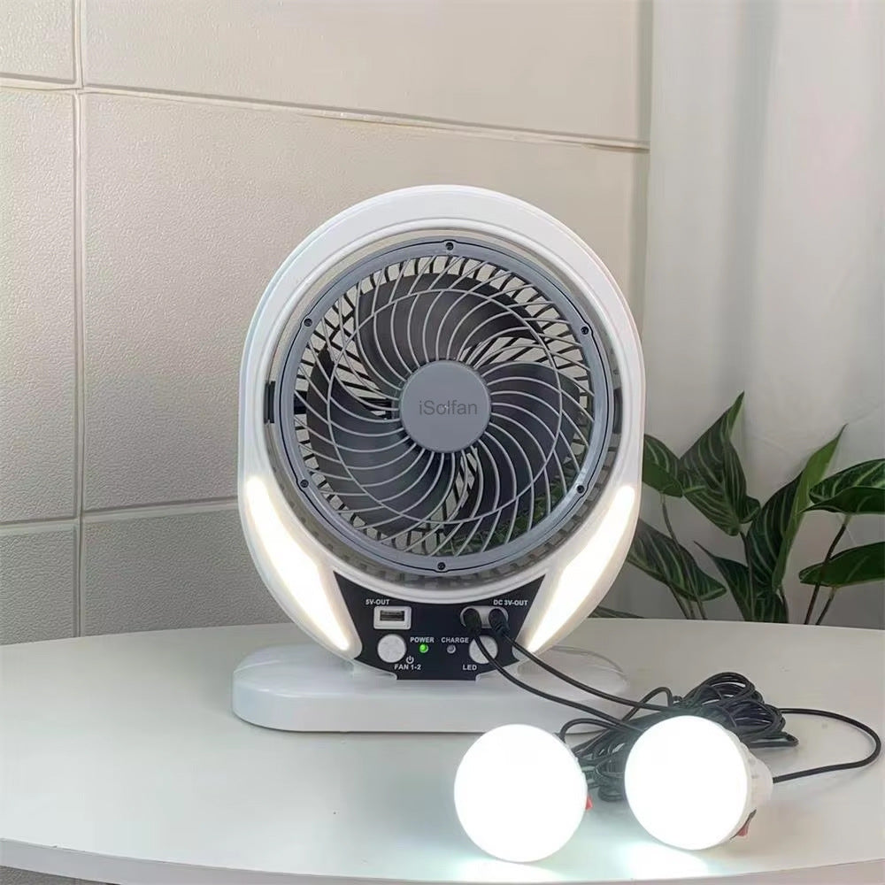 Women Portable Solar Fan with Integrated LED Lighting and USB Connection Stornfield