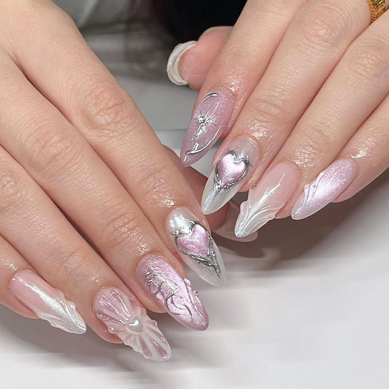 Decorative Press-On Nail Art Set with Floral Accents Stornfield