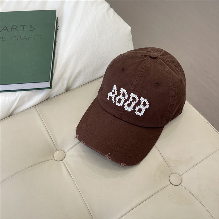 Women's Distressed Cotton Baseball Cap with Graphic Detailing Stornfield
