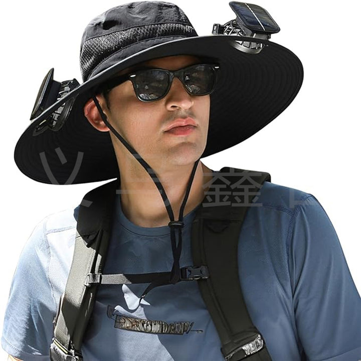 sun hat with solar-powered fan and wide brim Stornfield