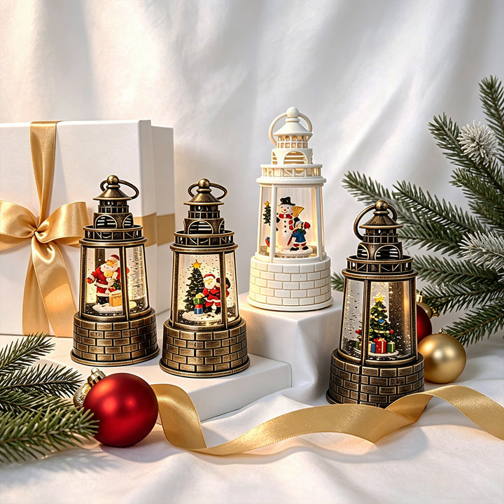 Nostalgic snow lantern with moving snowman scene Stornfield