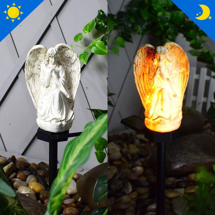 Decorative Solar Garden Stake Statue Resin Girl Figurine With Integrated Solar LED And Weatherproof Spike Stornfield