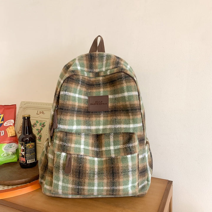 Cozy Plaid Patterned School Backpack Stornfield