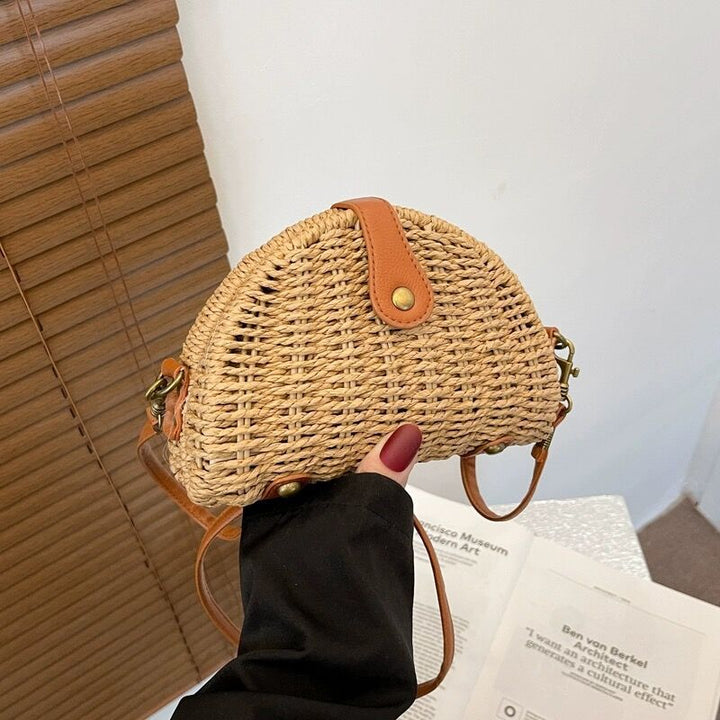 Handcrafted Rattan Bag in Half-Moon Design Stornfield