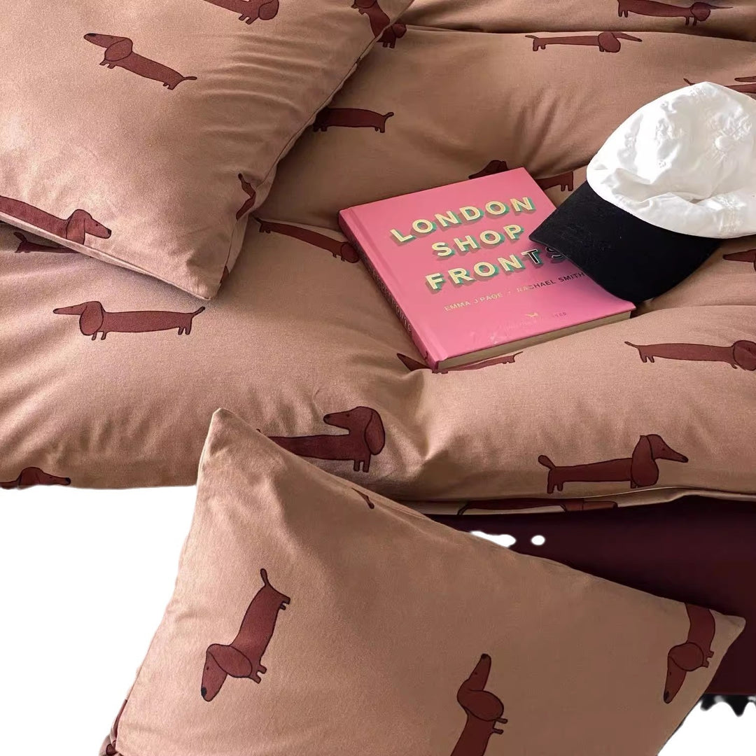 Cartoon Bear Print Duvet Cover and Pillowcase Set