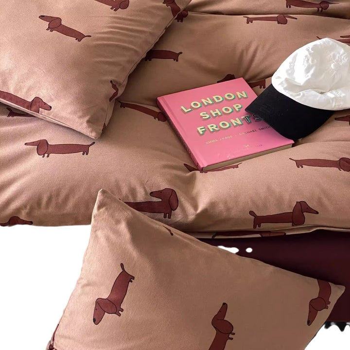 Cartoon Bear Print Duvet Cover and Pillowcase Set