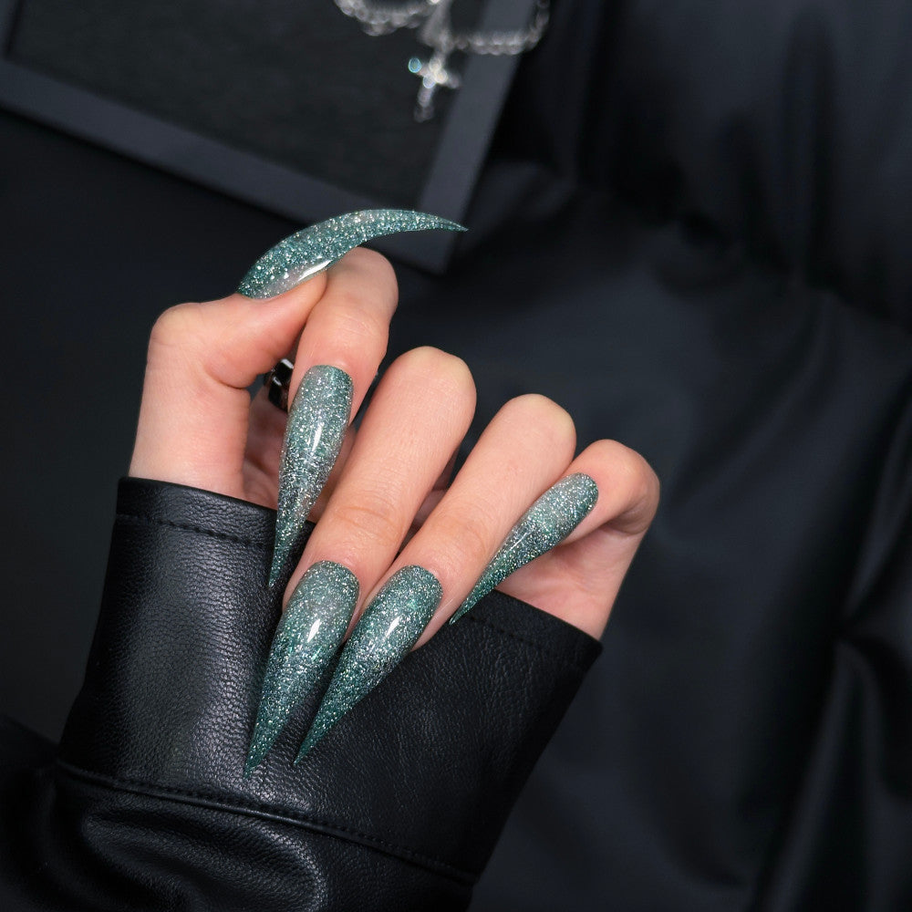Stiletto Press-On Nail Enhancements with Gem Accents