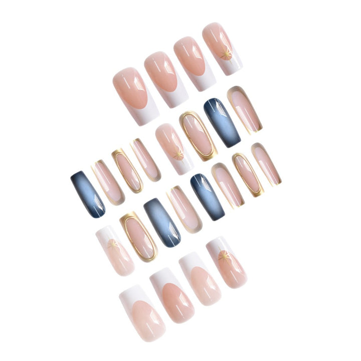 Elegant Ombre Press-On Nail Set with Gold Accents Stornfield