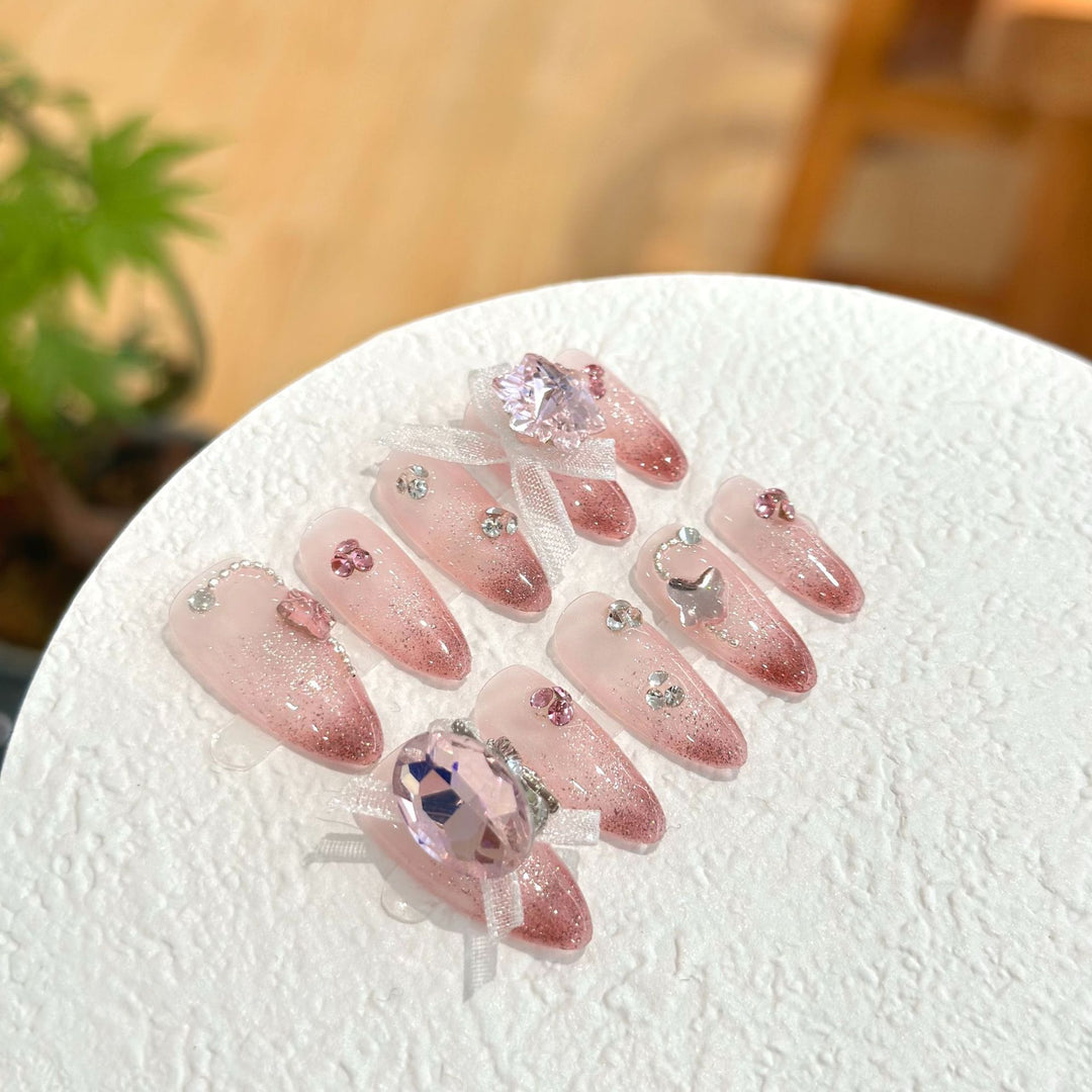 Glamorous Rhinestone-Accent Press-On Nail Set