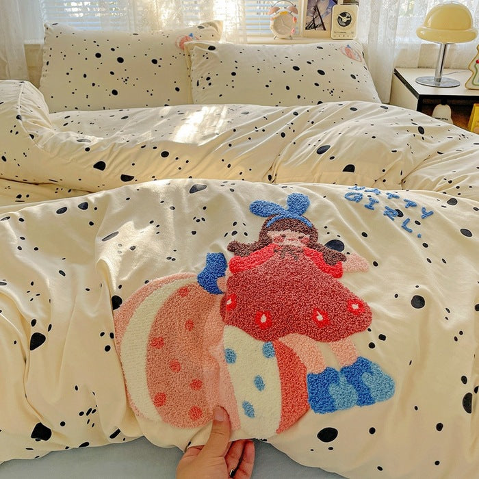 Cute Cartoon Bear Pattern Duvet Cover Set