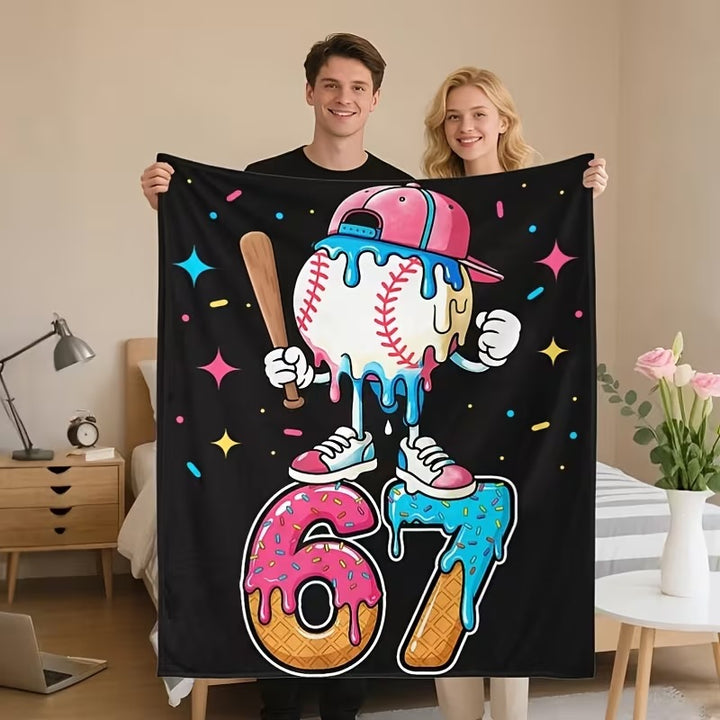 Playful Graphic Fleece Throw Blanket