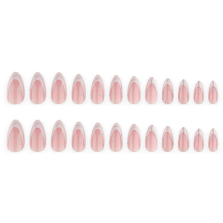 Artificial nails with elegant French design and curved accents Stornfield