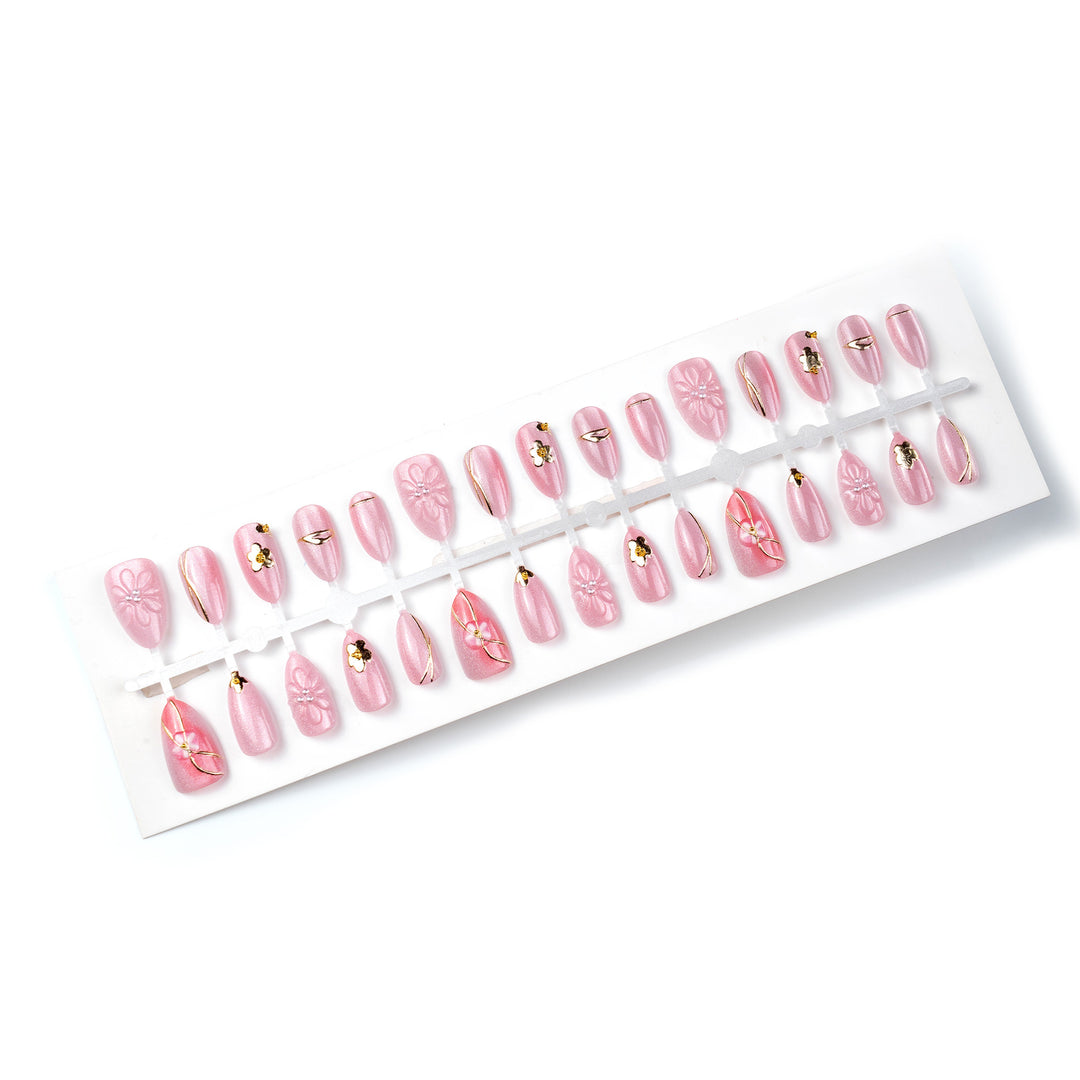 Elegant Floral Embellished Press-On Nail Art Stornfield