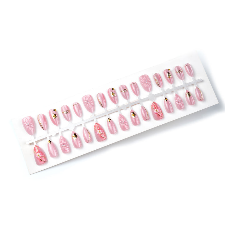 Elegant Floral Embellished Press-On Nail Art Stornfield