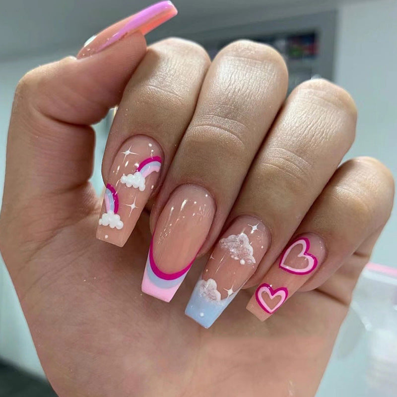 Artificial nail art with rainbow design Stornfield