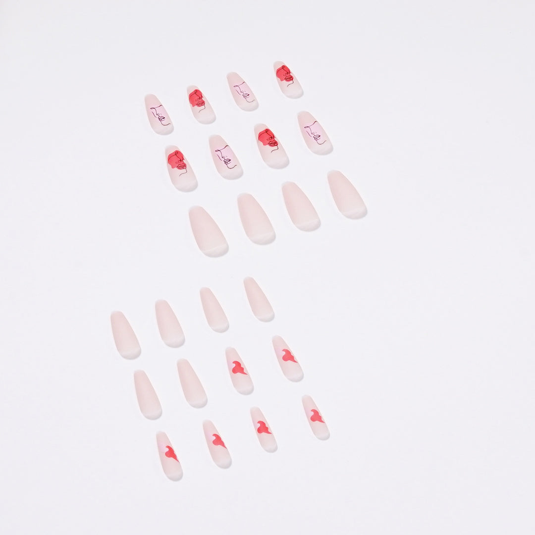 Artful Nail Extensions with Abstrahized Face Drawing Stornfield
