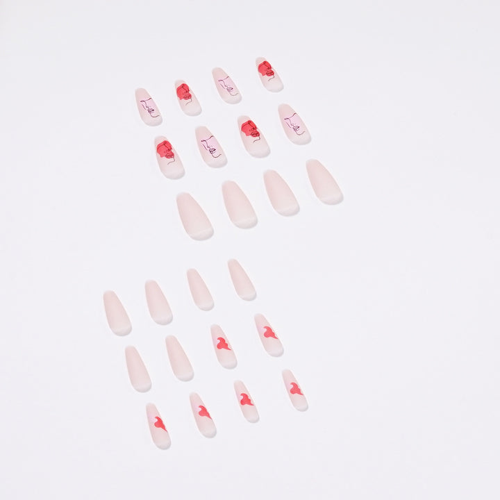 Artful Nail Extensions with Abstrahized Face Drawing Stornfield