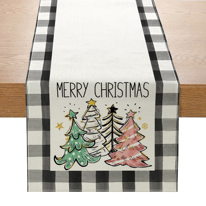 Festive Santa Stripe Table Runner Linen-Texture Holiday Dining Decor