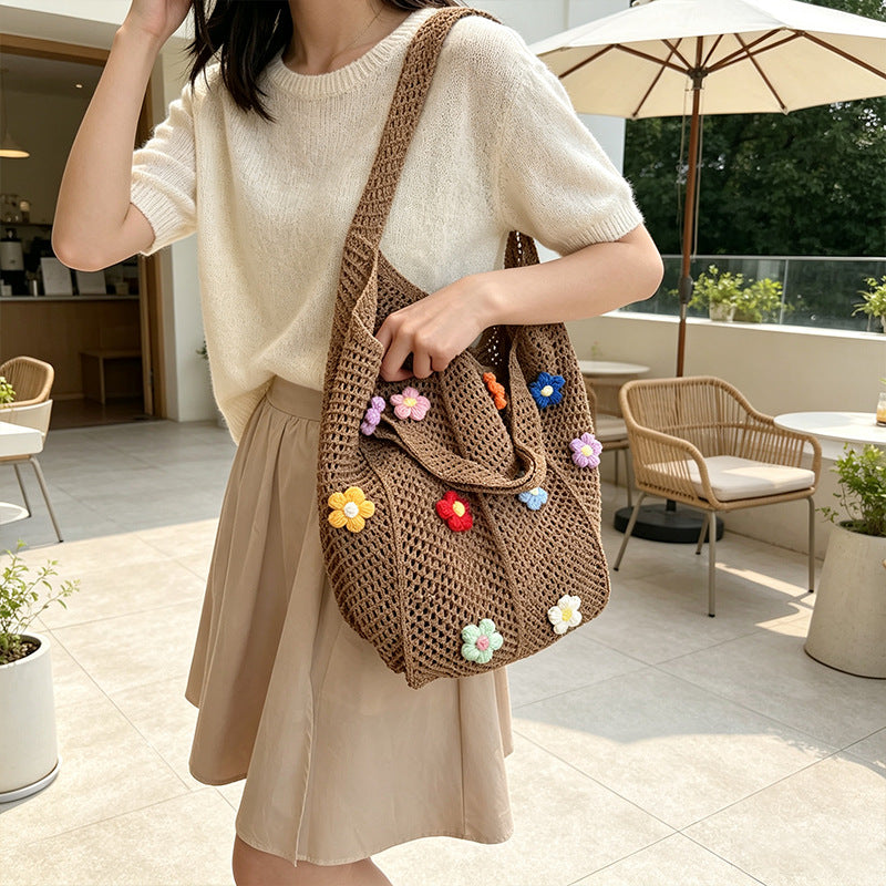 Floral Patterned Crochet Tote Bag Stornfield