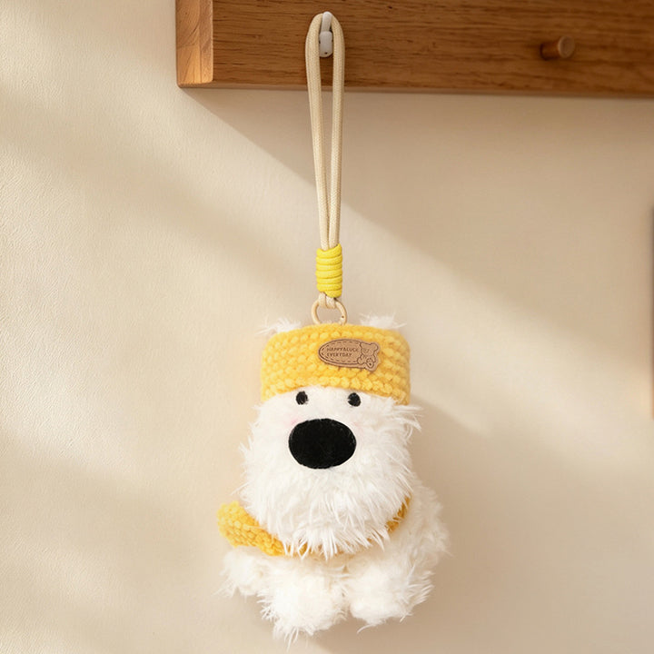 Fluffy Bunny Bag Charm Keychain with Faux-Fur Plush Body and Decorative Resin Accent Stornfield