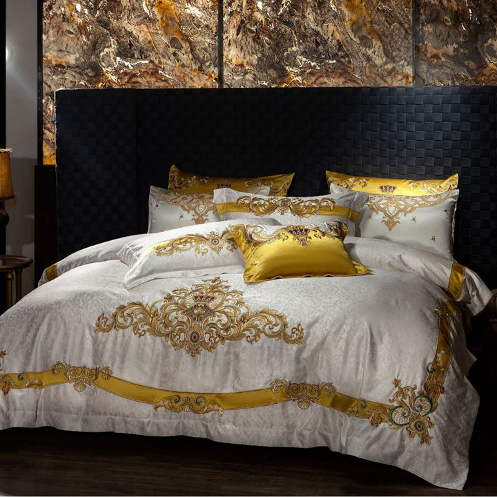 Baroque Embroidered Satin-Effect Duvet Cover Bedding Set
