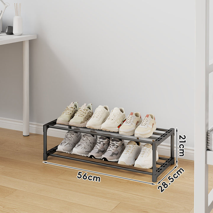 Multi-Tier Tall Steel Shoe Rack Organizer with Adjustable Shelves and Non-Slip Slats