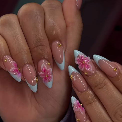 Acrylic Floral Nail Art Extensions Stornfield