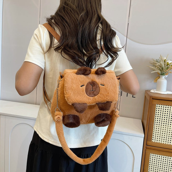 Plush shoulder bag with animal motif and shoulder strap Stornfield