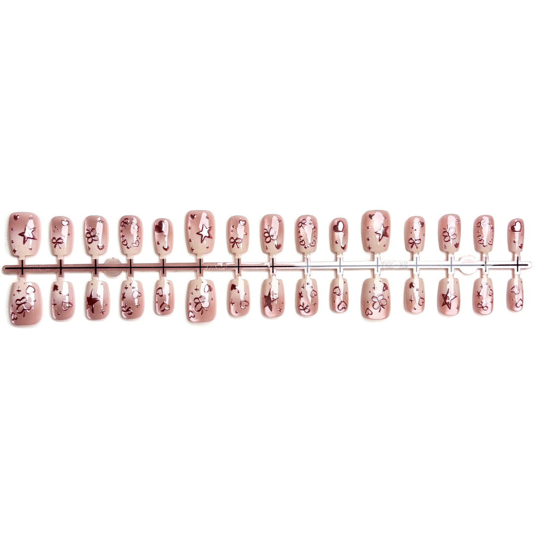Decorative Press-On Nail Set with Artistic Patterns