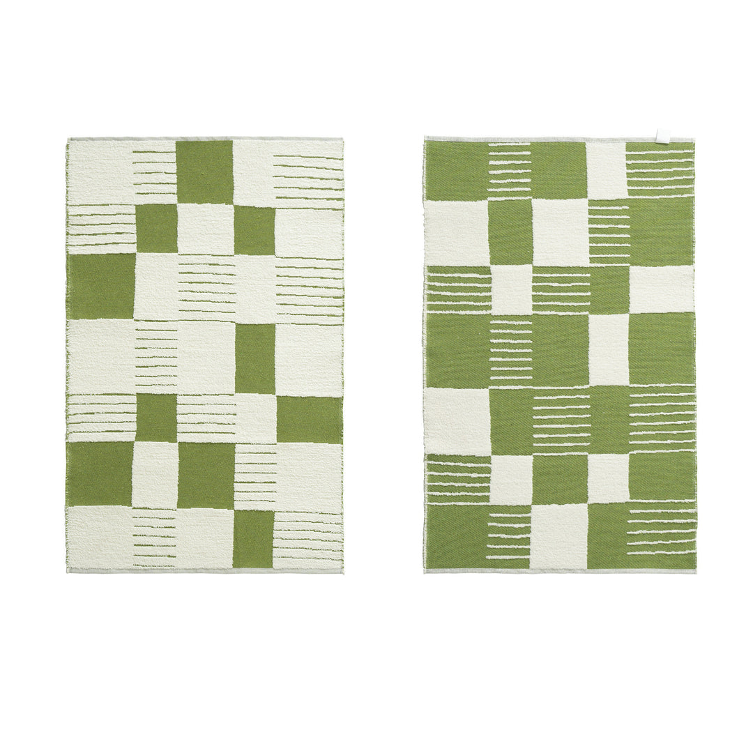 Modern runner rug with graphic checkerboard pattern and short pile structure Stornfield
