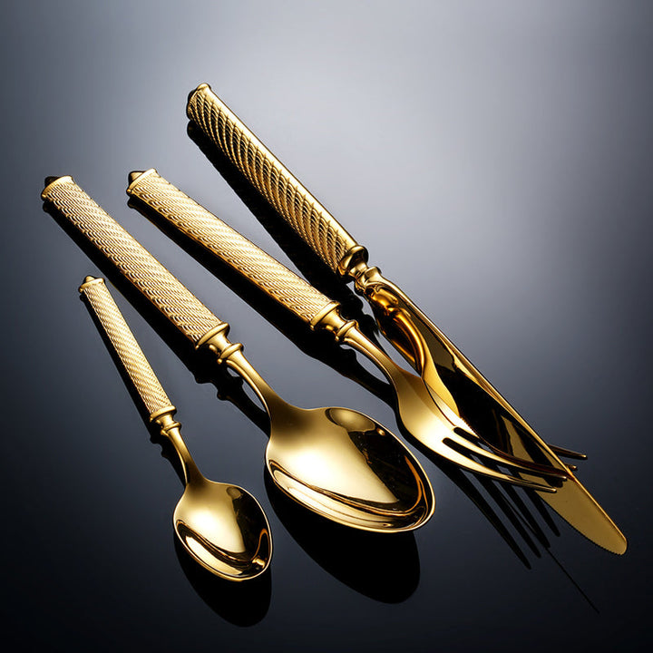 Realm Textured Gold Luxury Cutlery Set | Stornfield