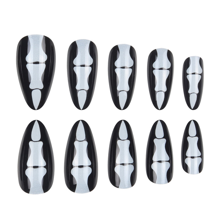 Gothic Skull-Design Stiletto Press-On Nails Stornfield